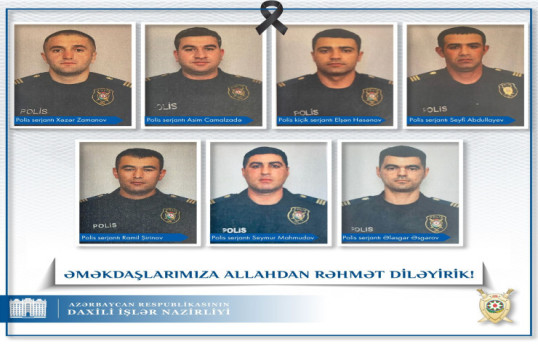 Füzulidə yol qəzasında və Xocavənddə törətdiyi terror aktı nəticəsində həlak olan polislərin fotoları yayılıb