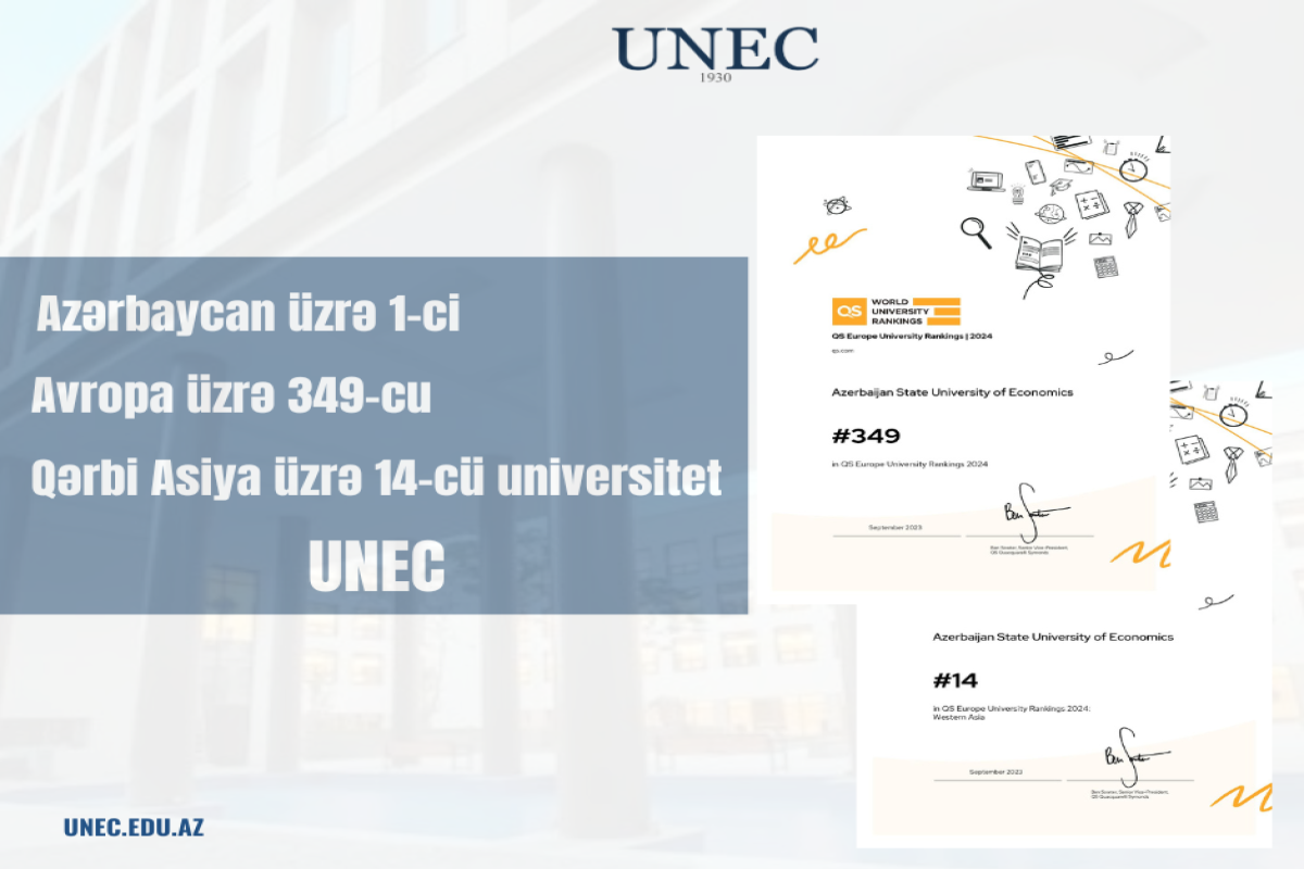 Avropanın 349-cu, Qərbi Asiyanın 14-cü, Azərbaycanın 1-ci universiteti - UNEC!