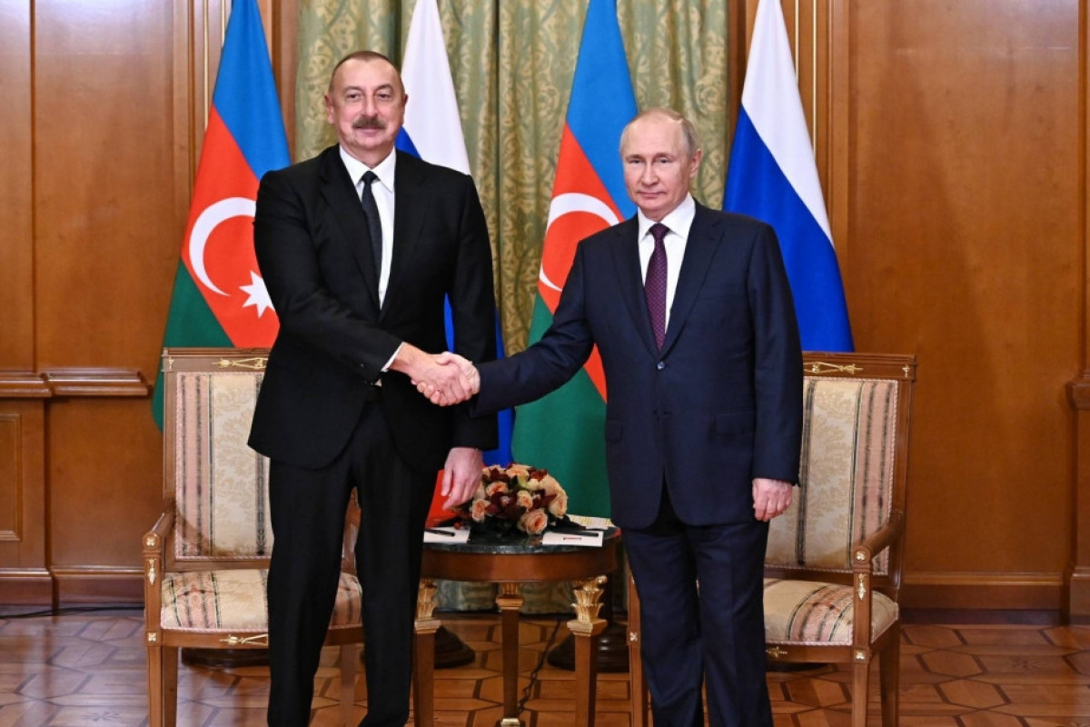 Presidents of Azerbaijan Ilham Aliyev and of Russia Vladimir Putin