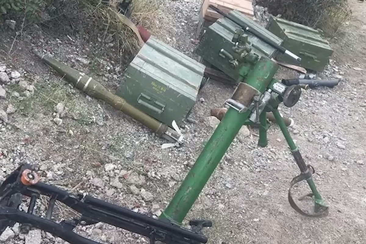 Large number of weapons, ammunition found at battle position of Armenians near Galaychilar village of Ağdam -VIDEO 