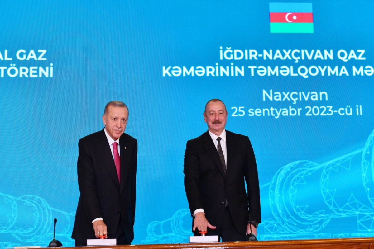 President Ilham Aliyev and President Recep Tayyip Erdogan attended groundbreaking ceremony for Igdir-Nakhchivan gas pipeline-UPDATED-1 