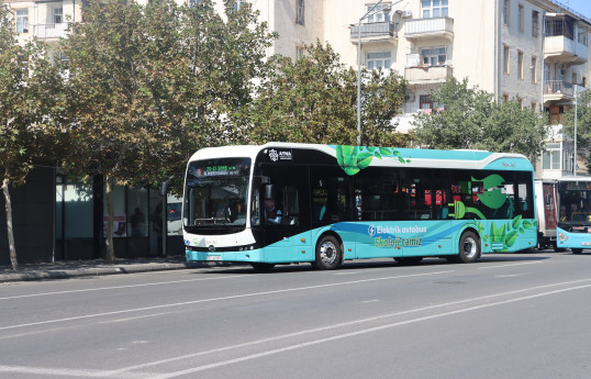 Bakıda ilk elektrik mühərrikli avtobus xəttə buraxılıb - FOTO 