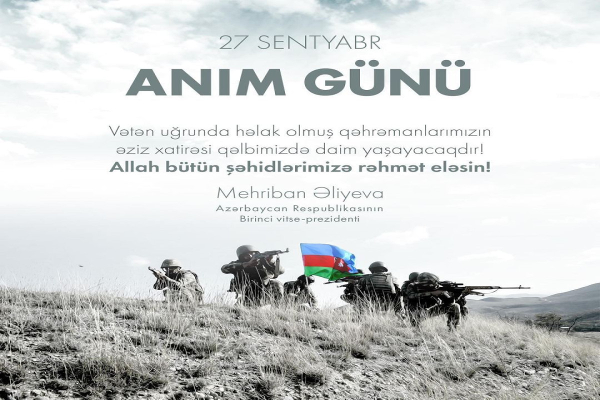 First VP Mehriban Aliyeva makes post on September 27 - Remembrance Day-PHOTO 