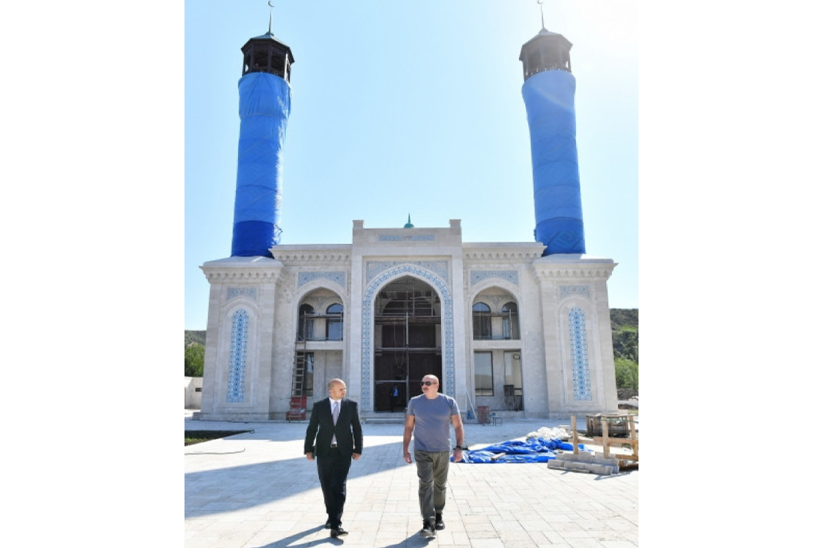 President Ilham Aliyev viewed works done at Zangilan city mosque