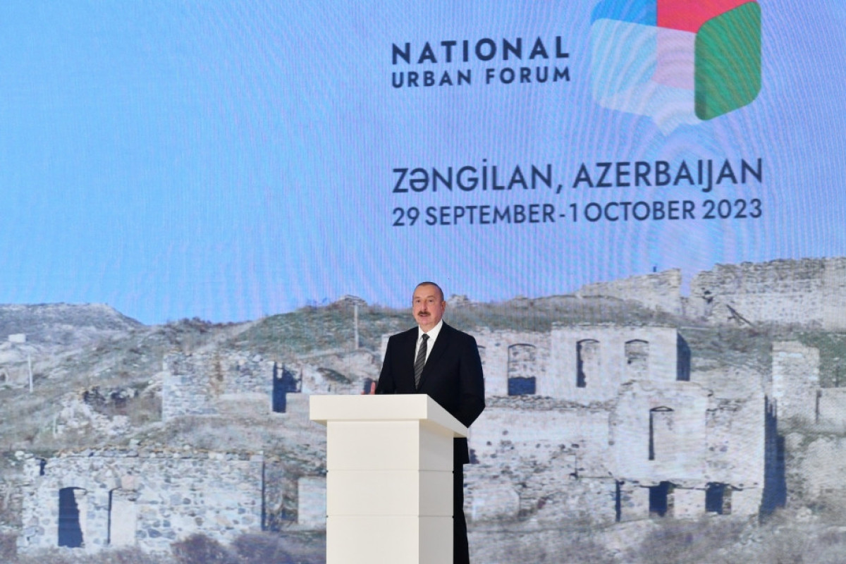 В Зангилане начался II Азербайджанский национальный форум по градостроительству, Президент участвует в церемонии открытия
