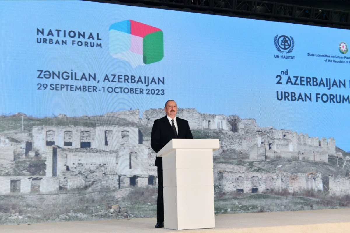 Zəngilanda 2-ci Azərbaycan Milli Şəhərsalma Forumu işə başlayıb, Prezident açılış mərasimində iştirak edir