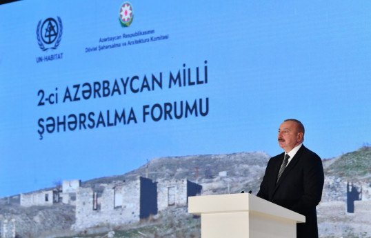 Prezident İlham Əliyev: Müharibədən sonra bərpa işlərinə 7 milyard ABŞ dolları sərf edilib