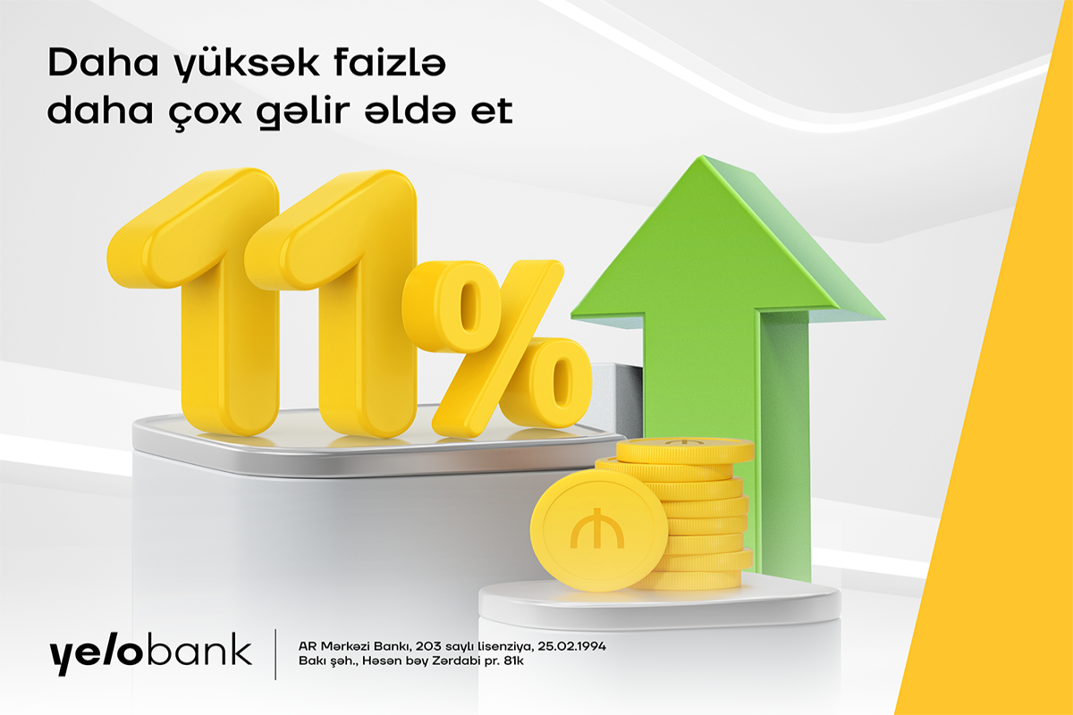 Yelo Bank-da əmanət yerləşdir, 11% gəlir qazan