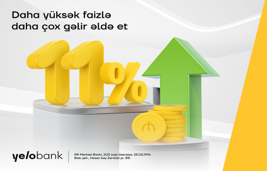 Yelo Bank-da əmanət yerləşdir, 11% gəlir qazan