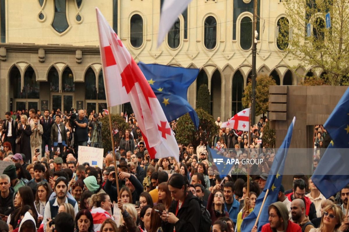 Tbilisidə parlament binasının qarşısında etiraz aksiyası keçirilir - FOTO 