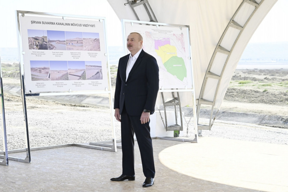 Президент Азербайджана: После ввода в строй Ширванского оросительного канала заполнится и озеро Гаджигабул