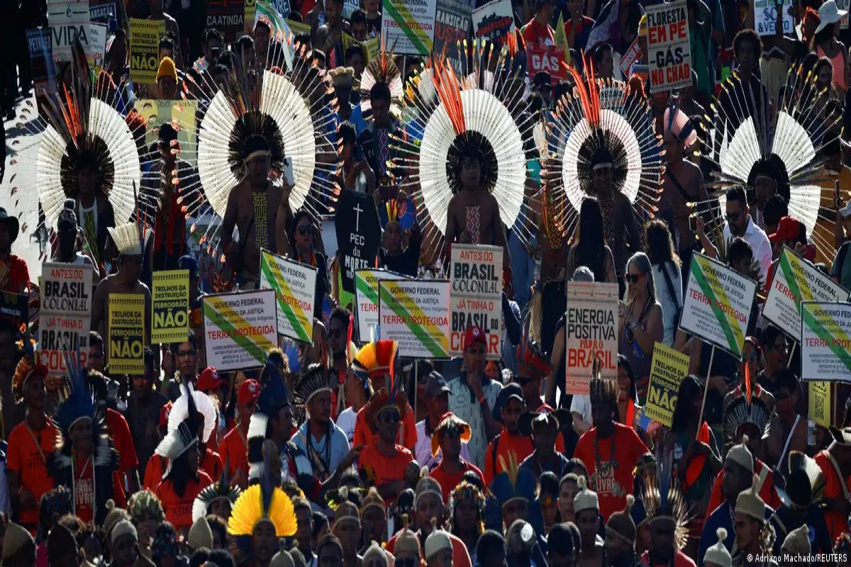 Indigenous people protest over ancestral lands in Brazil