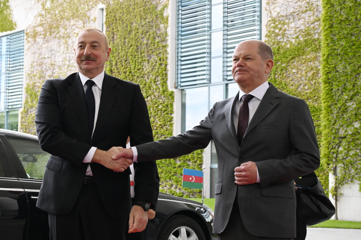 President of Azerbaijan Ilham Aliyev and Chancellor of Germany Olaf Scholz