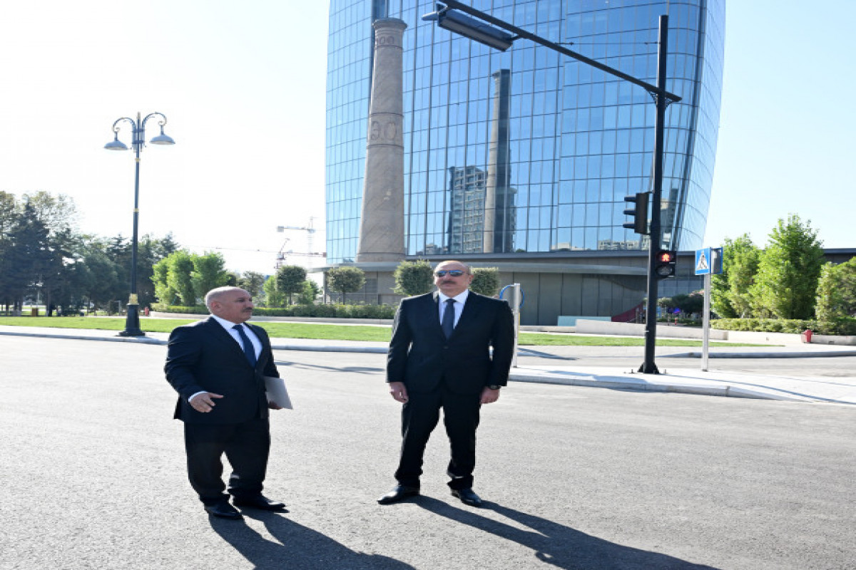 Prezident “Cavanşir” körpüsünün yerində inşa olunmuş yeni avtomobil yolunun açılışında iştirak edib