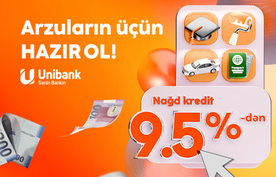 Unibank kredit faizini 9,5 %-ə endirib