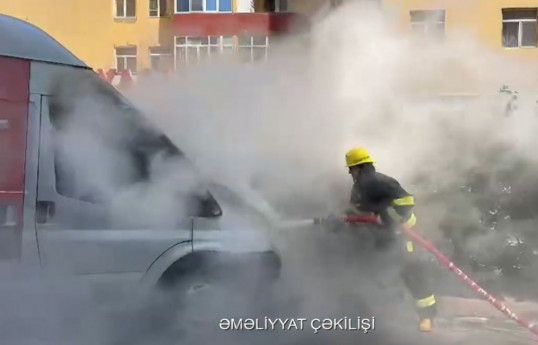 Yasamalda yük avtomobili yanıb - VİDEO 