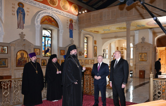 Azərbaycan və Rusiya prezidentləri Müqəddəs Mürdaşıyan Zənənlər Kafedralında olublar  - FOTO  - YENİLƏNİB 
