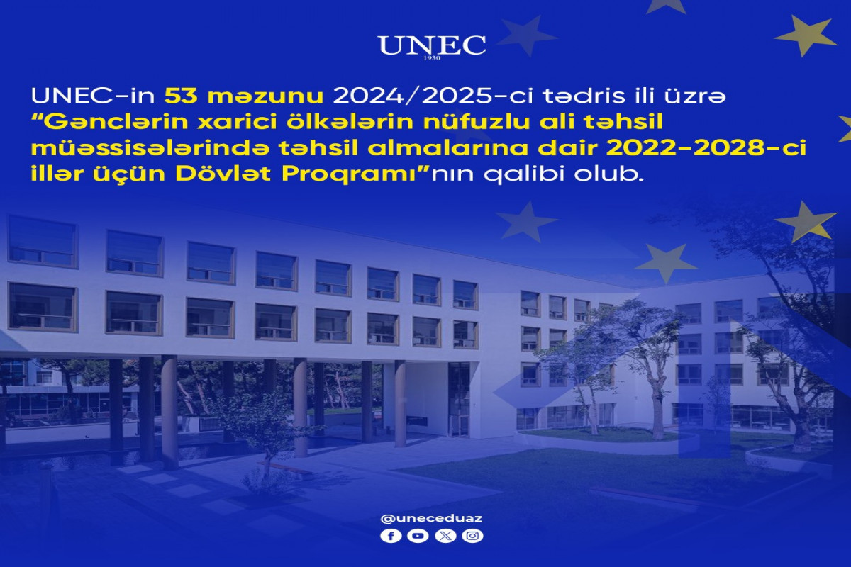 UNEC-in 53 məzunu Dövlət Proqramının qalibi olub