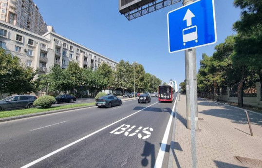 Bakıda Tbilisi prospektində xüsusi hərəkət zolağı təşkil edilir - FOTO 