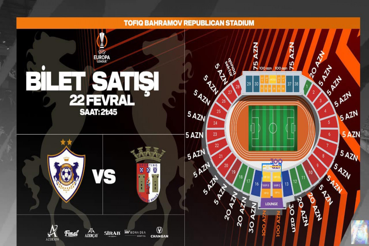 "Qarabağ"-"Braqa" matçının biletləri satışa çıxarılıb