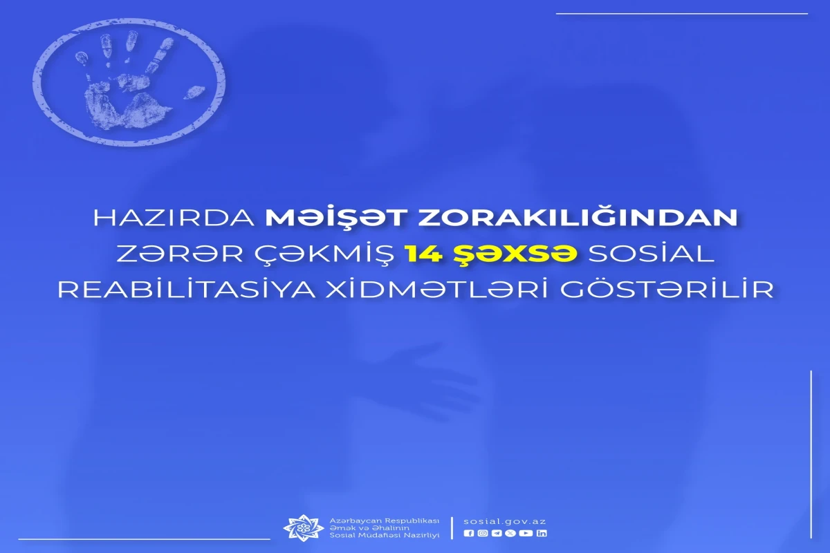 Məişət zorakılığından zərər çəkən 14 şəxsə sosial reabilitasiya xidmətləri göstərilir