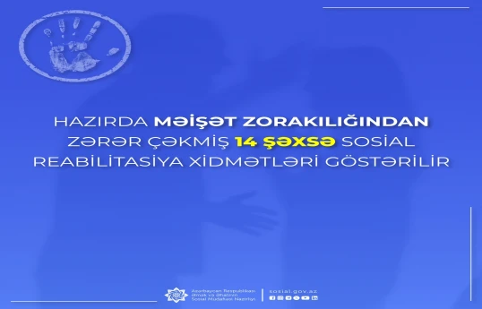 Məişət zorakılığından zərər çəkən 14 şəxsə sosial reabilitasiya xidmətləri göstərilir