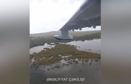 Mingəçevirdə batdığı ehtimal olunan şəxsin axtarışlarına amfibiya təyyarəsi cəlb olunub - VİDEO 