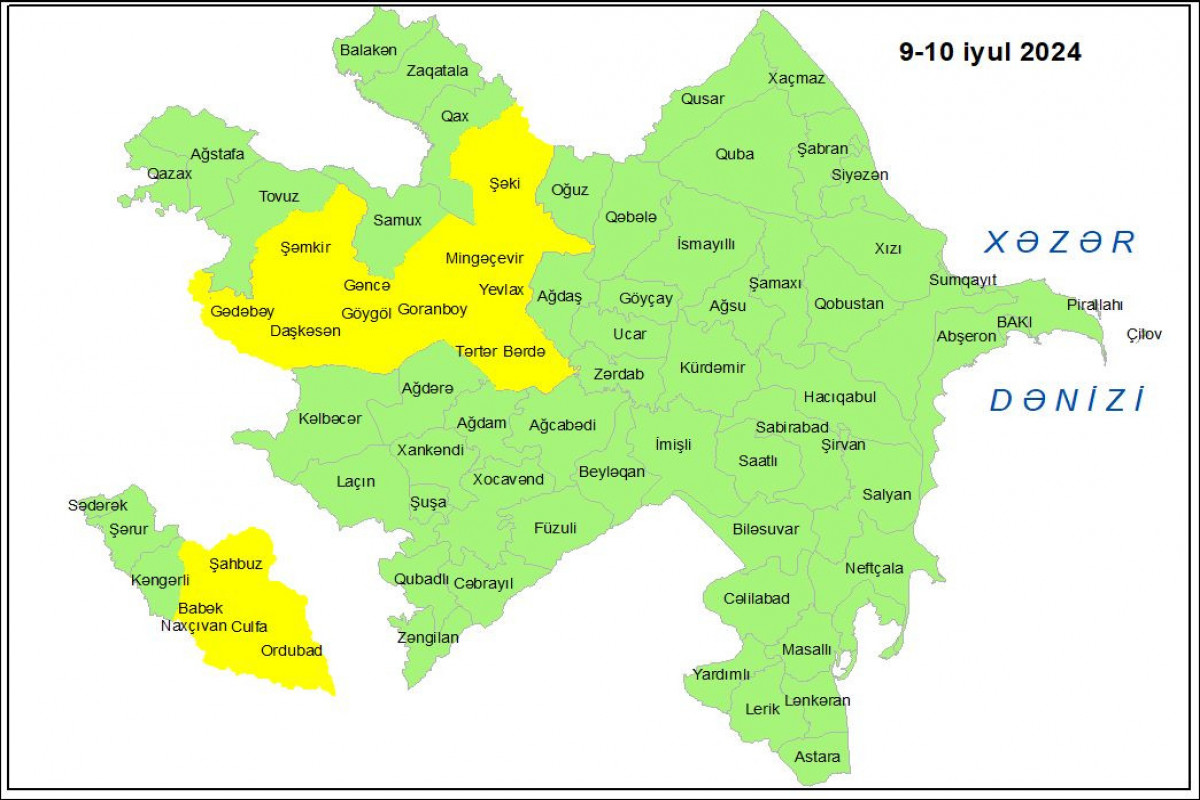 Küləkli hava şəraiti ilə bağlı sarı xəbərdarlıq edilib