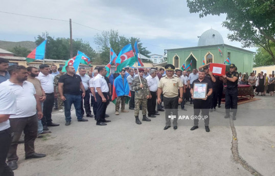 Şəhid Muğan Əliyevin Edillidə aşkarlanan qalıqları Füzulidə torpağa tapşırılıb - FOTO 