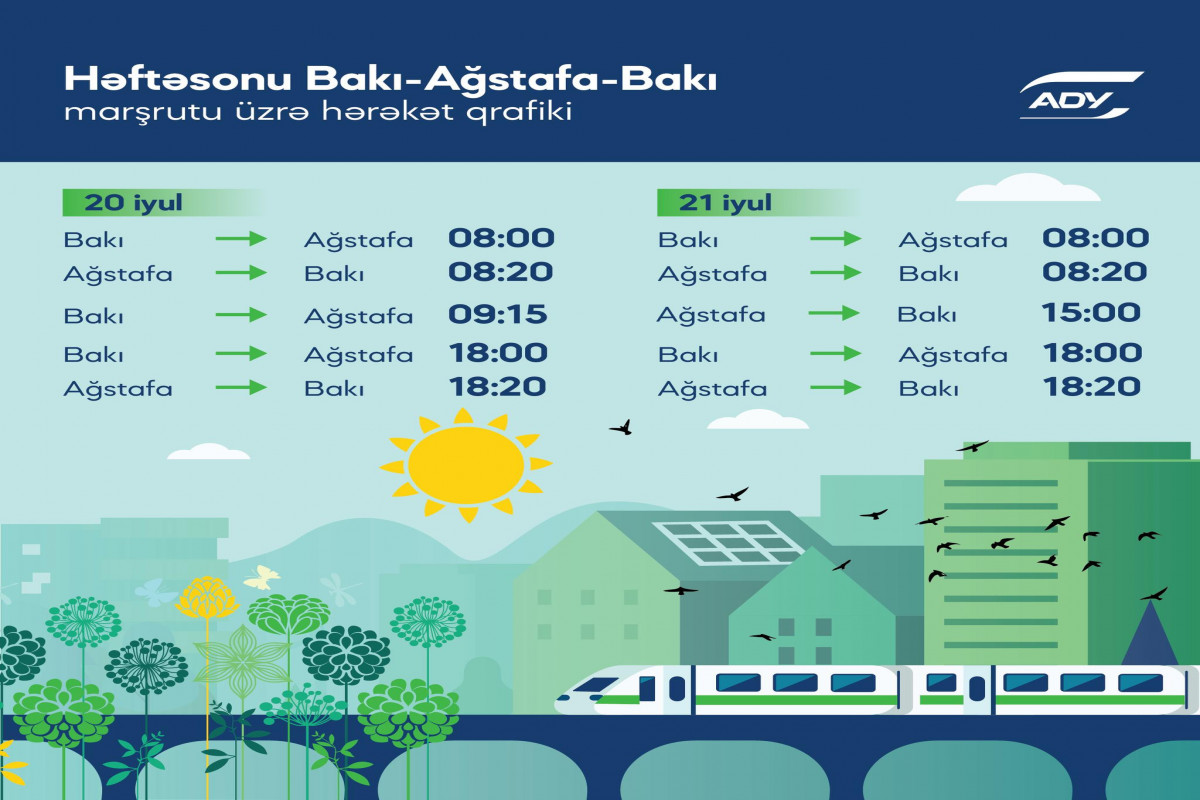 Bakı-Ağstafa-Bakı marşrutu üzrə əlavə qatar reysləri təyin edilib - CƏDVƏL 