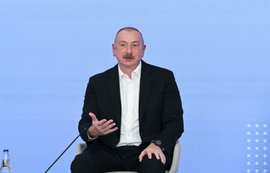 Prezident İlham Əliyev Qlobal Media Forumunda Paşinyanın Britaniyada onunla görüşdən imtina etməsi barədə danışıb