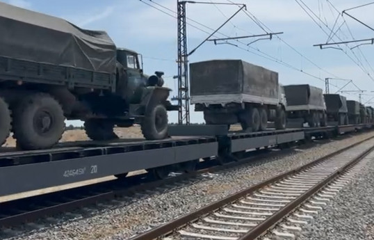 Qarabağdan çıxan Rusiya sülhməramlılarının texnikası Sitalçaydan yola salınıb - VİDEO 