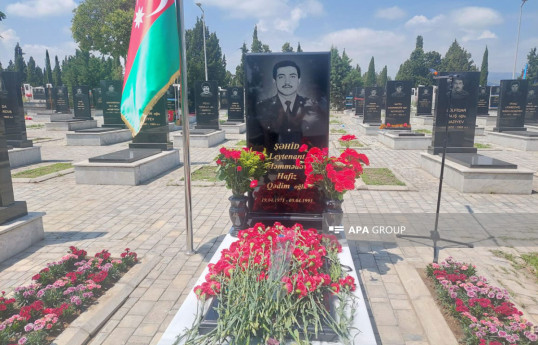 Gəncədə naməlum şəhid kimi dəfn edilmiş, 31 il sonra kimliyi müəyyən olunan Hafiz Məmmədovun məzarı abadlaşdırılıb - FOTO 