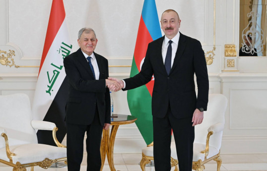 İraq Prezidenti Əbdüllətif Camal Rəşid Azərbaycan Prezidenti İlham Əliyev