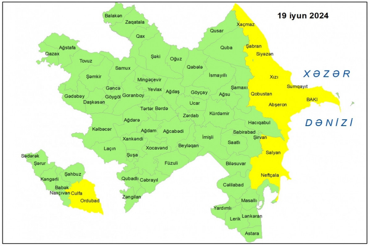 Küləkli hava şəraiti ilə bağlı sarı xəbərdarlıq edilib