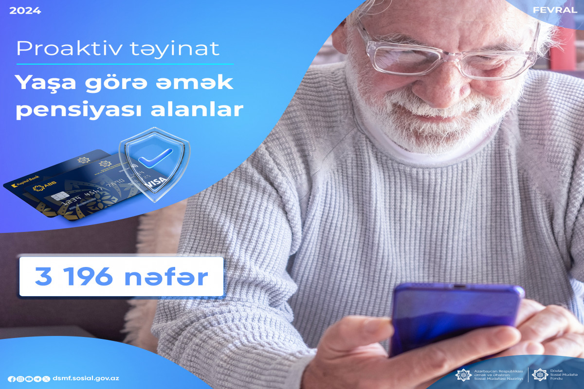 Ötən ay 3000-dən çox şəxsə yaşa görə əmək pensiyası təyin edilib