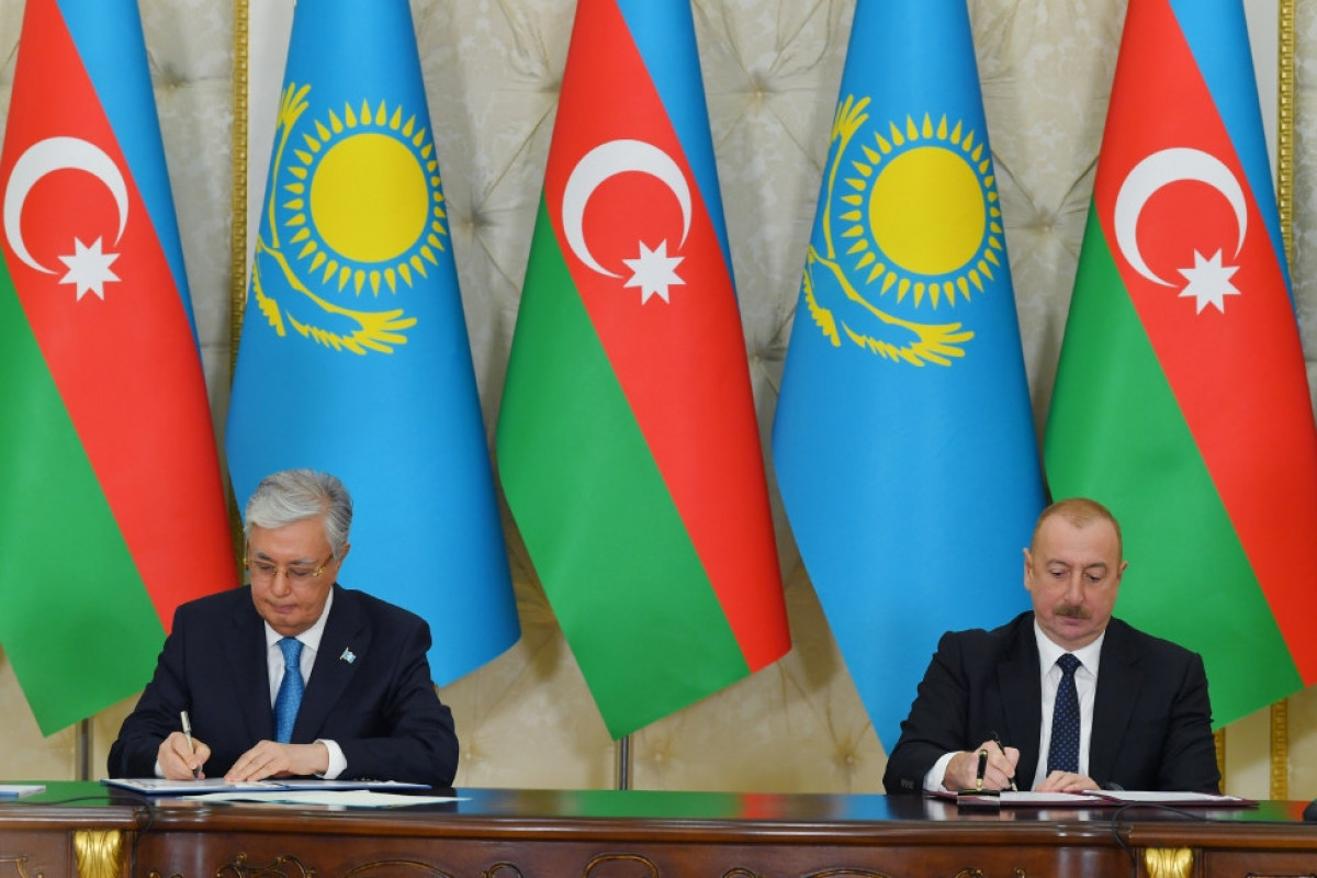 Azərbaycan-Qazaxıstan sənədlərinin imzalanması mərasimi olub - YENİLƏNİB-1  - FOTO 