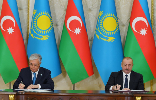 Azərbaycan-Qazaxıstan sənədlərinin imzalanması mərasimi olub - YENİLƏNİB-1  - FOTO 