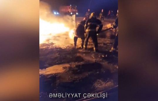 Şəmkirdə istixana kompleksində yanğın olub, 5 ton mazut yanıb - VİDEO 