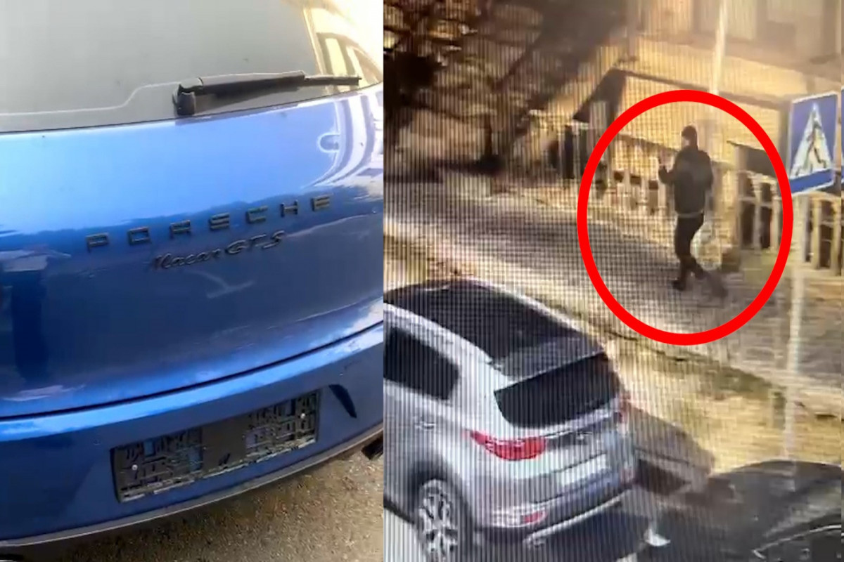 “Porsche”nin dövlət nömrə nişanını oğurlayan şəxslər saxlanılıb - VİDEO 