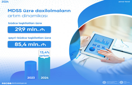 MDSS üzrə daxilolmalarda 13,4% artım qeydə alınıb