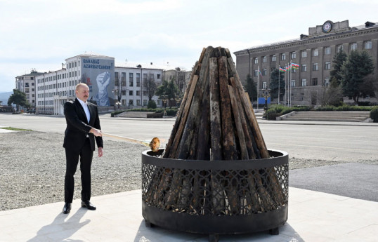 Prezident Xankəndidə Novruz tonqalını alovlandırıb, Azərbaycan xalqını təbrik edib - YENİLƏNİB 