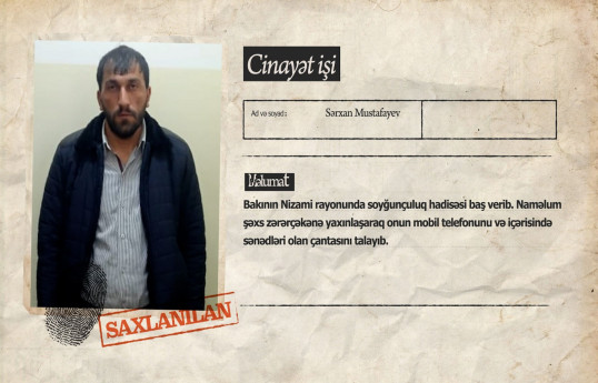 Bakı sakininin telefon və çantasını talayan şəxs tutulub