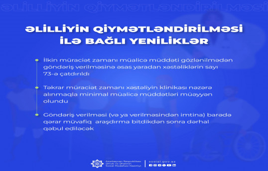 Əlillik üçün müalicə müddəti gözlənilmədən göndəriş verilən xəstəliklərin sayı 15 dəfə artırılıb