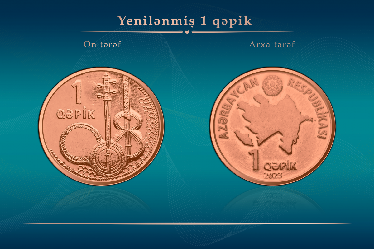 Mərkəzi Bank yenilənmiş 1 qəpiklik metal pul nişanlarını tədavülə buraxıb