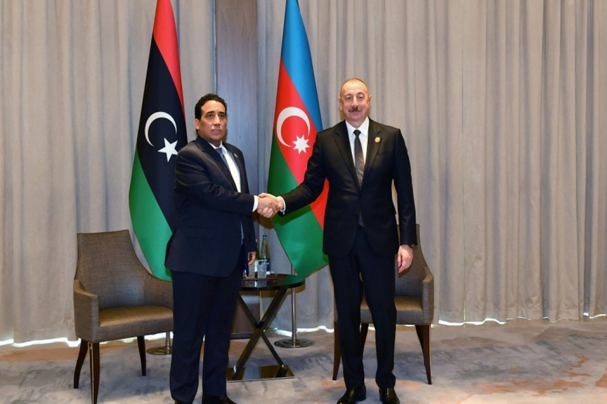 Председатель Президентского совета Государства Ливия Мухаммад Юнис Аль-Манфи, Президент Азербайджана Ильхам Алиев