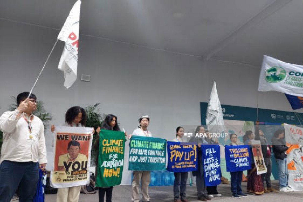 COP29-də aktivistlər iqlim maliyyəsinin ədalətli formalaşdırılması tələbi ilə aksiya keçirib  - FOTO 