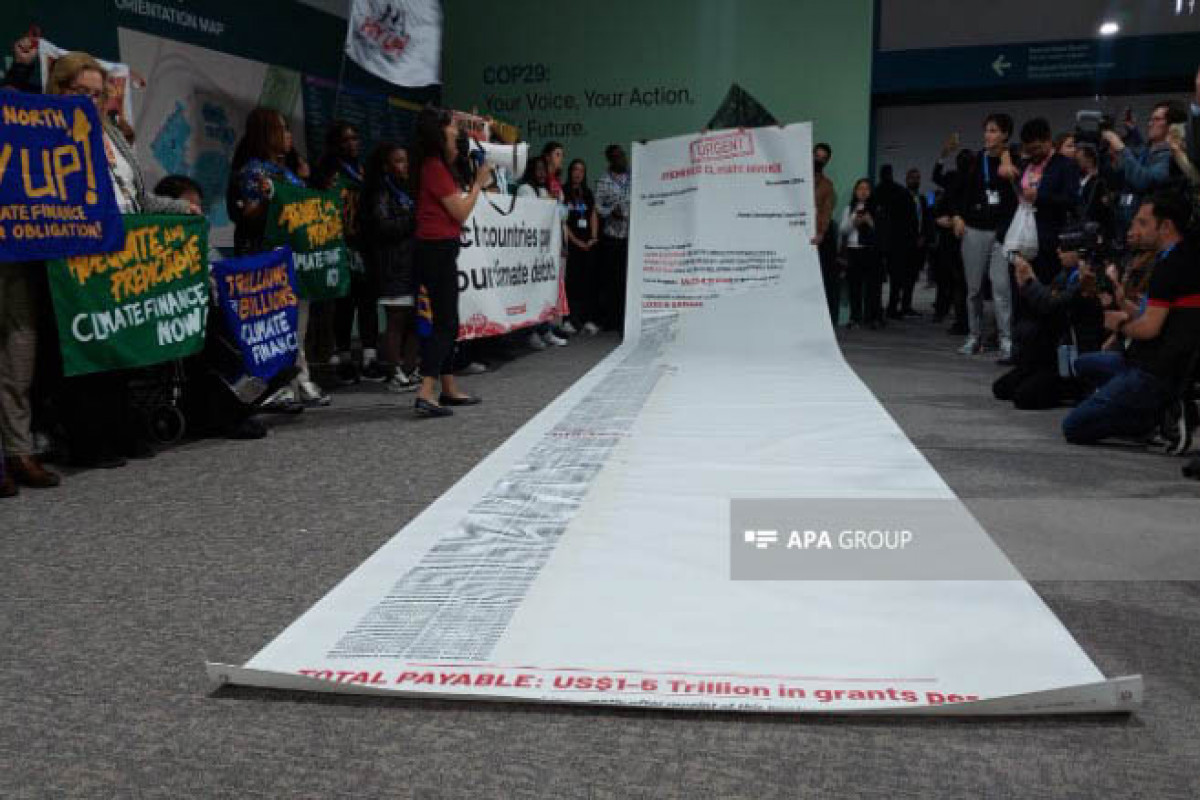 COP29-də aktivistlər iqlim maliyyəsinin ədalətli formalaşdırılması tələbi ilə aksiya keçirib  - FOTO 