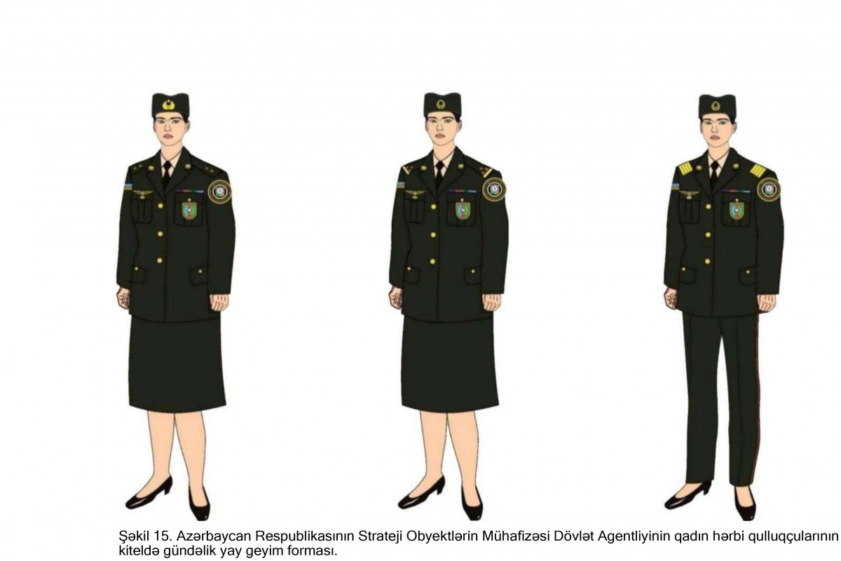 Strateji Obyektlərin Mühafizəsi Dövlət Agentliyinin hərbi qulluqçularının hərbi geyim forması və fərqləndirmə nişanlarının təsvirləri təsdiqlənib - FOTO 