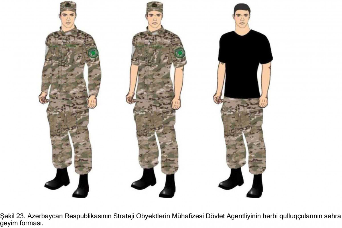 Strateji Obyektlərin Mühafizəsi Dövlət Agentliyinin hərbi qulluqçularının hərbi geyim forması və fərqləndirmə nişanlarının təsvirləri təsdiqlənib - FOTO 